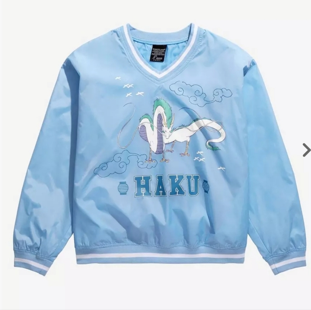 Studio Ghibli Spirited Away Haku Portrait V-Neck Windbreaker Crewneck